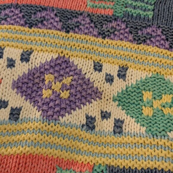 Vintage Britches Hand Knit Chunky Pastel Crewneck Sweater Size Large - Picture 3 of 8